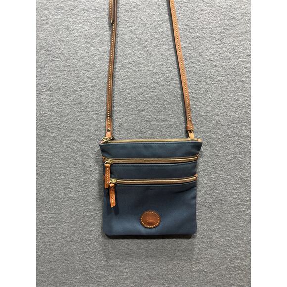 Dooney & Bourke Handbags - Dooney Bourke Crossbody Handbag "North South Triple Zip" Blue Nylon